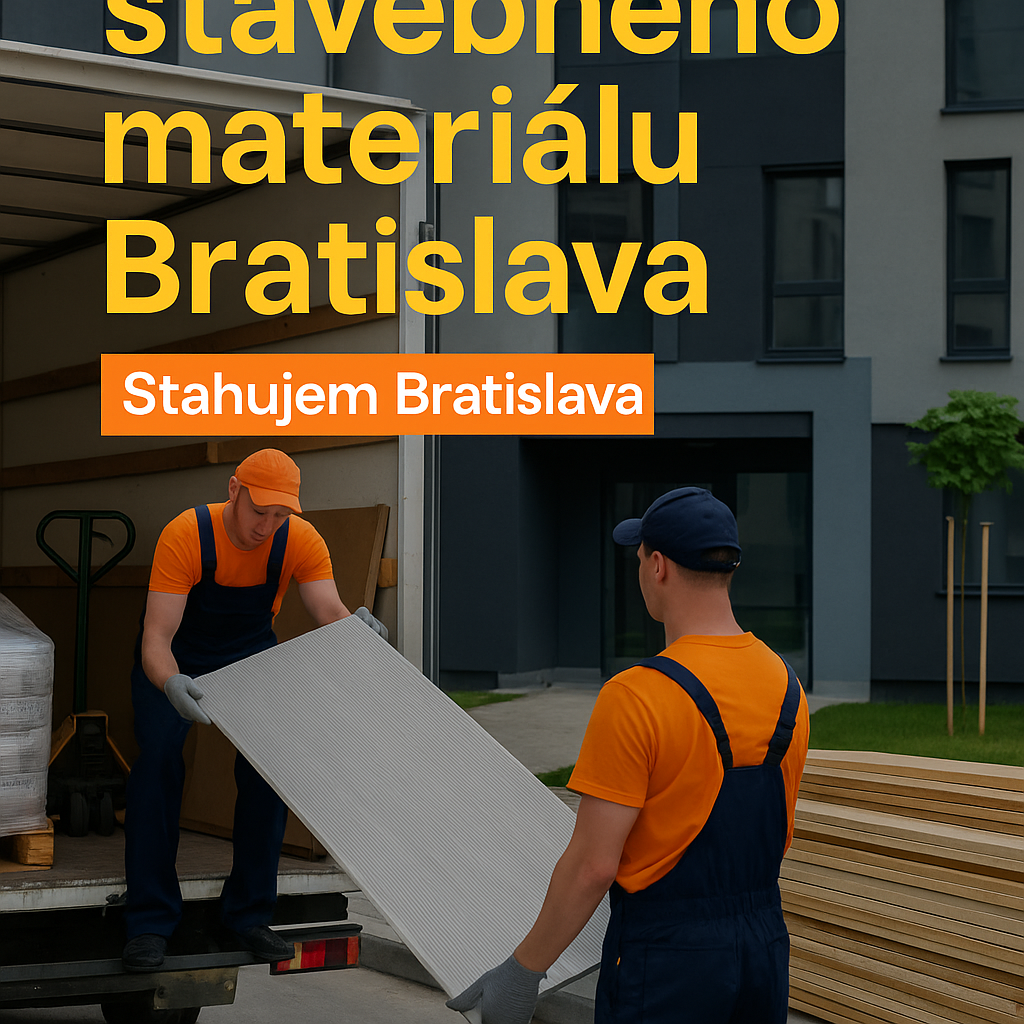 Prevoz stavebného materiálu Bratislava – dodávka firmy Stahujem Bratislava nakladá tehly, cement a náradie na stavbe v Bratislave.
